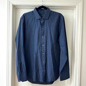 Zachary Prell Dark Blue Button Up Dress Shirt, Size Medium